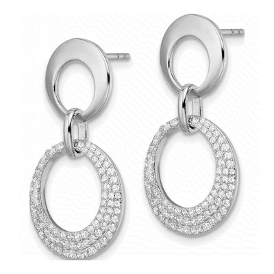 Sterling Silver CZ Interlocking Circles Dangle Earrings – view 3