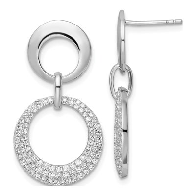 Sterling Silver CZ Interlocking Circles Dangle Earrings