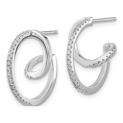 Sterling Silver 20mm CZ Twisted Hoop Earrings – view 3
