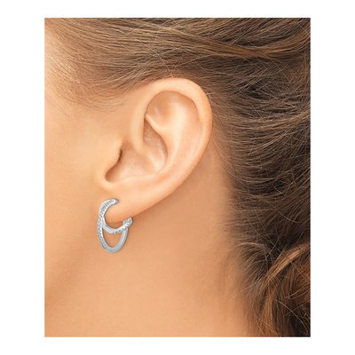 Sterling Silver 20mm CZ Twisted Hoop Earrings – view 4
