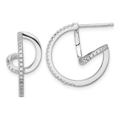 Sterling Silver 20mm CZ Twisted Hoop Earrings