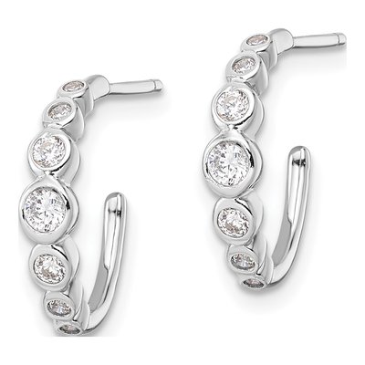 Sterling Silver 14mm CZ Hoop Earrings – view 3