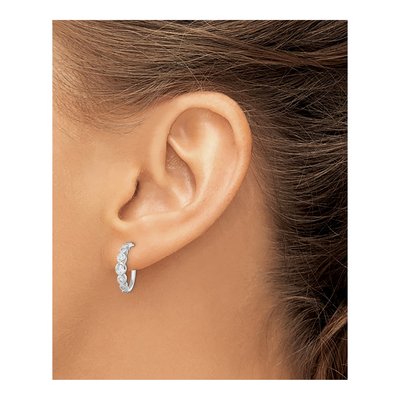 Sterling Silver 14mm CZ Hoop Earrings – view 4