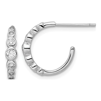 Sterling Silver 14mm CZ Hoop Earrings