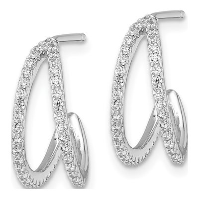 Sterling Silver 16mm CZ Hoop Earrings – view 3