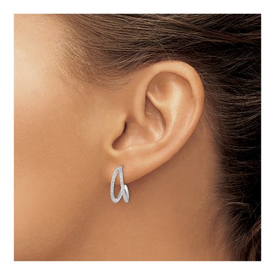 Sterling Silver 16mm CZ Hoop Earrings – view 4