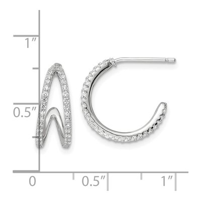 Sterling Silver 16mm CZ Hoop Earrings – view 5