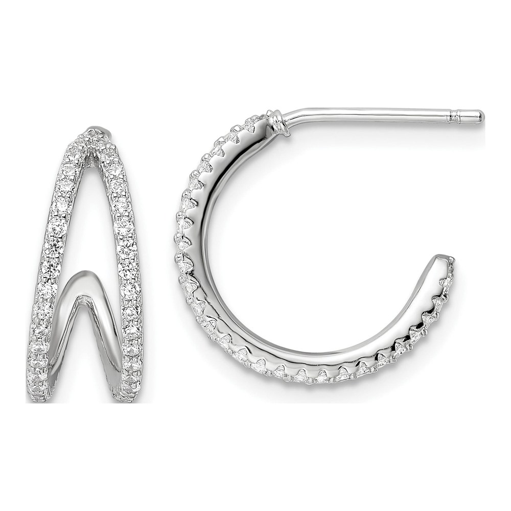 Sterling Silver 16mm CZ Hoop Earrings