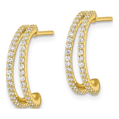 Gold-Plated Sterling Silver 16mm CZ Hoop Earrings – view 3
