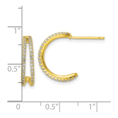 Gold-Plated Sterling Silver 16mm CZ Hoop Earrings – view 5