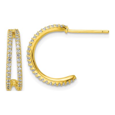 Gold-Plated Sterling Silver 16mm CZ Hoop Earrings