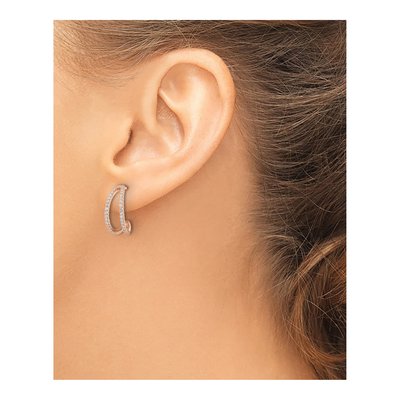Rose Gold-Plated Sterling Silver 16mm CZ Hoop Earrings – view 4