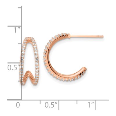 Rose Gold-Plated Sterling Silver 16mm CZ Hoop Earrings – view 5