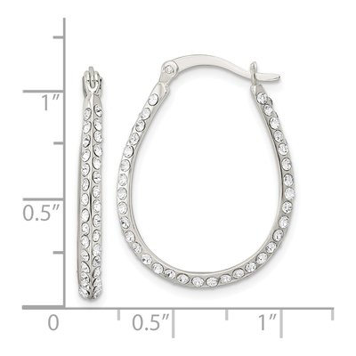 Sterling Silver 27mm CZ Oval Hoop Earrings – view 5
