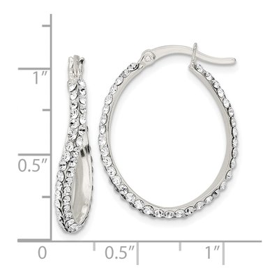 Sterling Silver 26mm CZ Oval Hoop Earrings – view 5