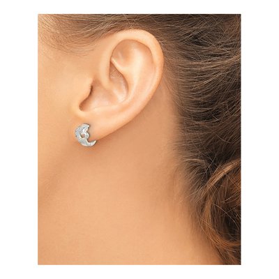 Sterling Silver 10mm CZ Heart Huggie Hoop Earrings – view 4