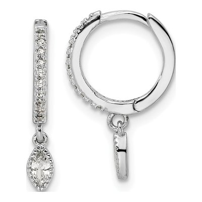 Sterling Silver 19mm CZ Huggie Hoop Earrings