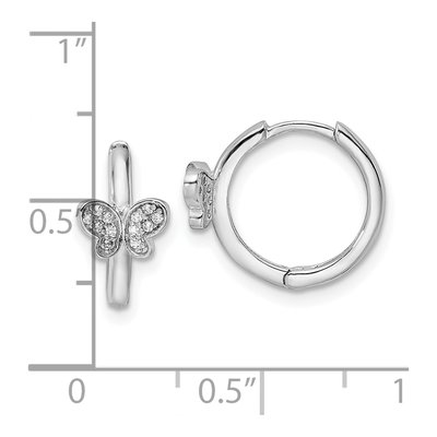 Sterling Silver 13mm CZ Butterfly Huggie Hoop Earrings – view 5