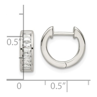 Sterling Silver 12mm CZ Baguette Huggie Hoop Earrings – view 5