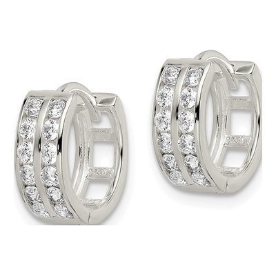 Sterling Silver 13mm CZ Huggie Hoop Earrings – view 3