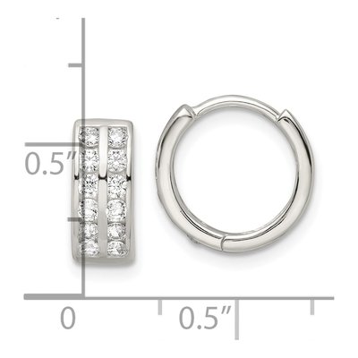 Sterling Silver 13mm CZ Huggie Hoop Earrings – view 5