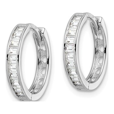 Sterling Silver 15mm CZ Huggie Hoop Earrings – view 3