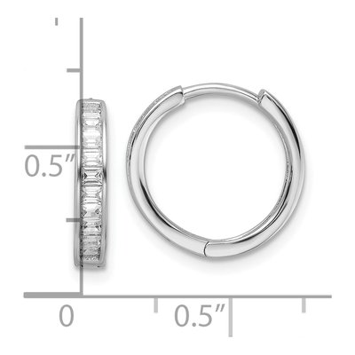 Sterling Silver 15mm CZ Huggie Hoop Earrings – view 5