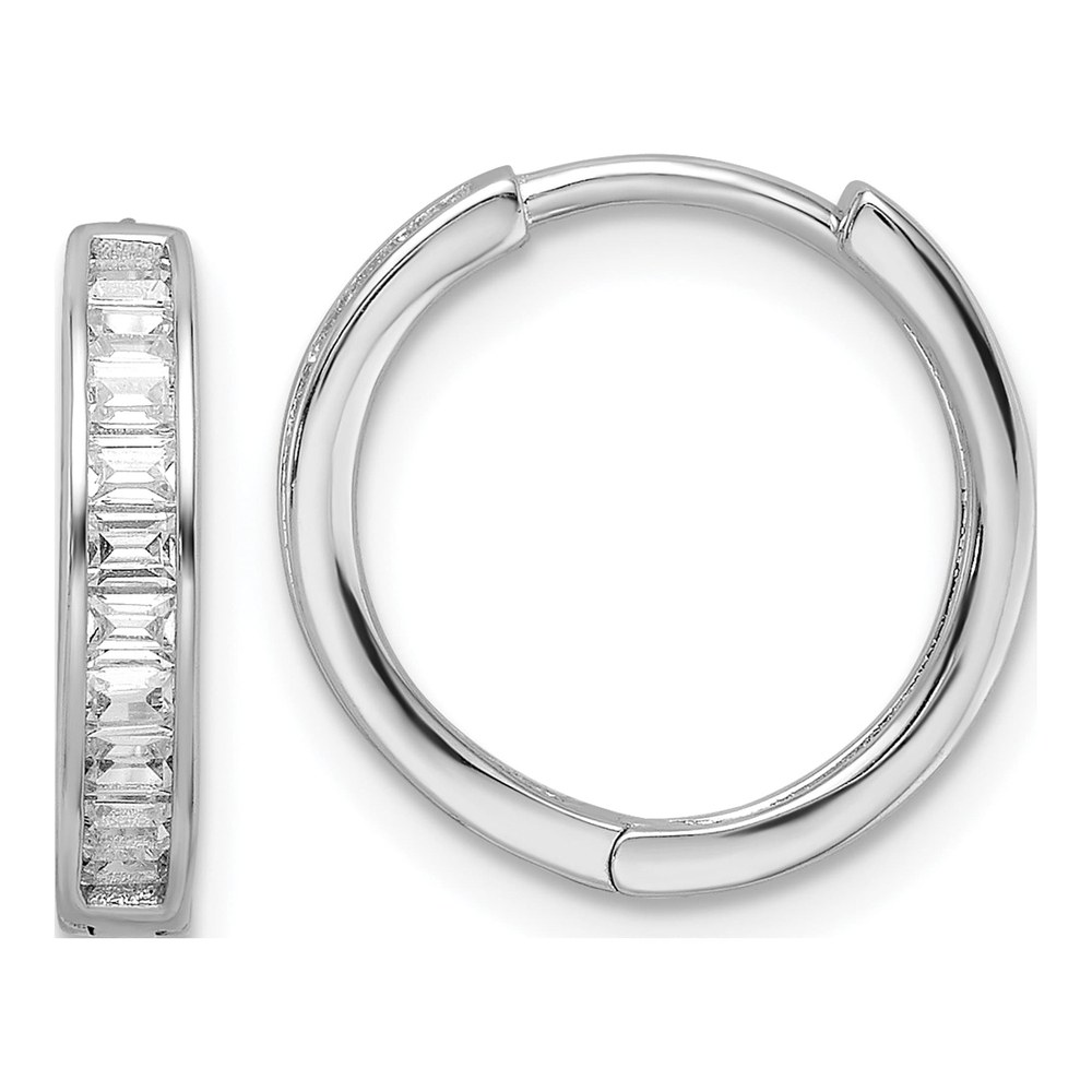 Sterling Silver 15mm CZ Huggie Hoop Earrings