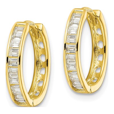 Gold-Plated Sterling Silver 15mm CZ Huggie Hoop Earrings – view 3