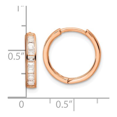 Rose Gold-Plated Sterling Silver 15mm CZ Huggie Hoop Earrings – view 5