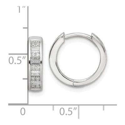 Sterling Silver 15mm CZ Huggie Hoop Earrings – view 5