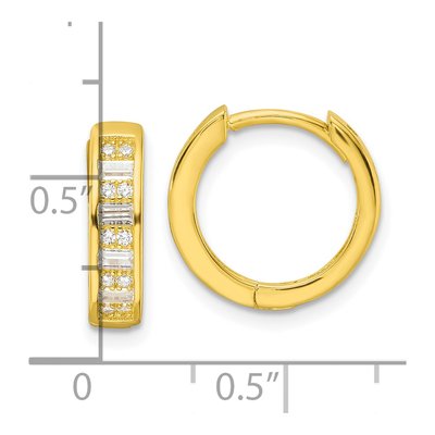 Gold-Plated Sterling Silver 15mm CZ Huggie Hoop Earrings – view 5