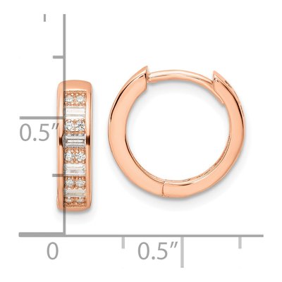 Rose Gold-Plated Sterling Silver 15mm CZ Huggie Hoop Earrings – view 5