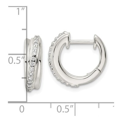 Sterling Silver 16mm CZ Huggie Hoop Earrings – view 5