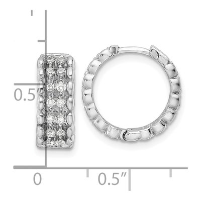 Sterling Silver 15mm CZ Huggie Hoop Earrings – view 5
