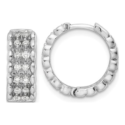 Sterling Silver 15mm CZ Huggie Hoop Earrings