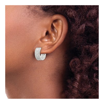 Sterling Silver 17mm CZ Huggie Hoop Earrings – view 4