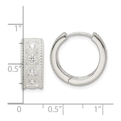 Sterling Silver 17mm CZ Huggie Hoop Earrings – view 5