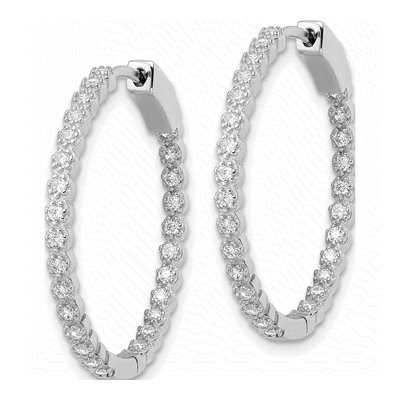 Sterling Silver 29mm CZ Inside-Out Hoop Earrings – view 3