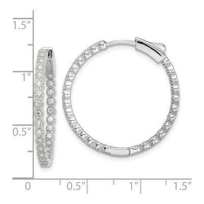 Sterling Silver 29mm CZ Inside-Out Hoop Earrings – view 5