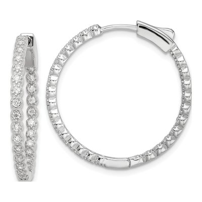 Sterling Silver 29mm CZ Inside-Out Hoop Earrings