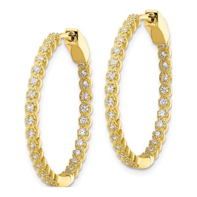 Gold-Plated Sterling Silver 29mm CZ Inside-Out Hoop Earrings – view 3