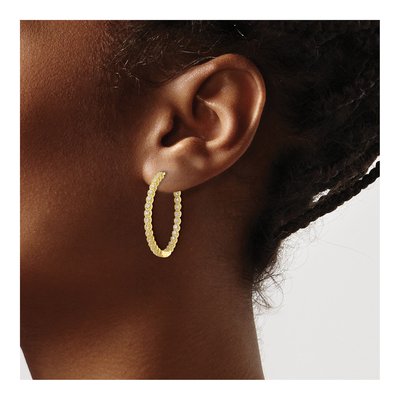 Gold-Plated Sterling Silver 29mm CZ Inside-Out Hoop Earrings – view 4