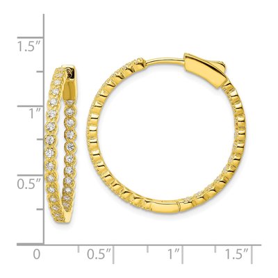Gold-Plated Sterling Silver 29mm CZ Inside-Out Hoop Earrings – view 5