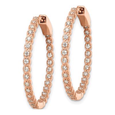 Rose Gold-Plated Sterling Silver 29mm CZ Inside-Out Hoop Earrings – view 3