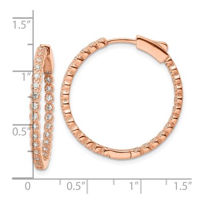 Rose Gold-Plated Sterling Silver 29mm CZ Inside-Out Hoop Earrings – view 5