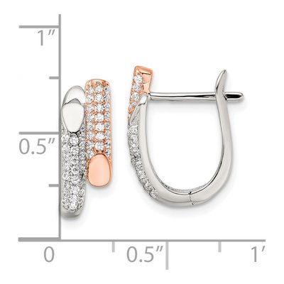 Rose Gold-Plated Sterling Silver 17mm CZ Pave Hoop Earrings – view 5