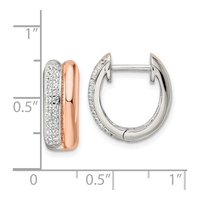 Rose Gold-Plated Sterling Silver 17mm CZ Huggie Hoop Earrings – view 5