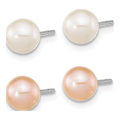 Sterling Silver Freshwater Pearl Post Earring Set – view 2