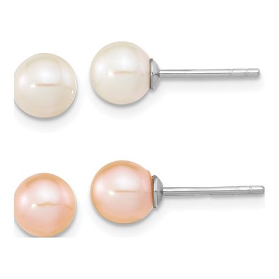Sterling Silver Freshwater Pearl Post Earring Set